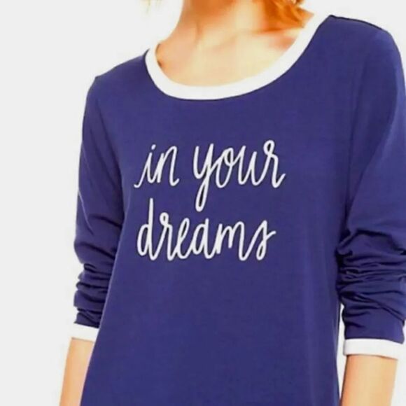 Kate Spade Blue "In Your Dreams" Jersey Long Sleeve Nightshirt Size XS - Picture 2 of 14